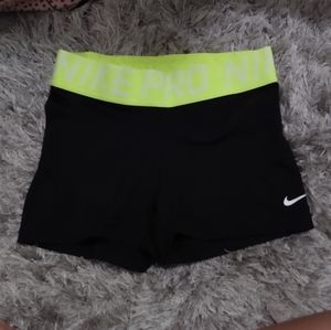 Nike pro dri-fit neon green and black shorts